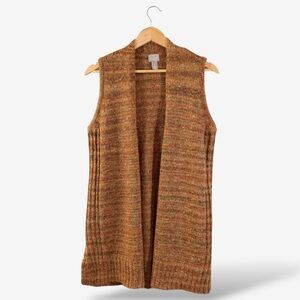 Chico’s Brown Sweater Vest Duster Cardigan Size 1 (US M) Yarn Knit Boho Festival